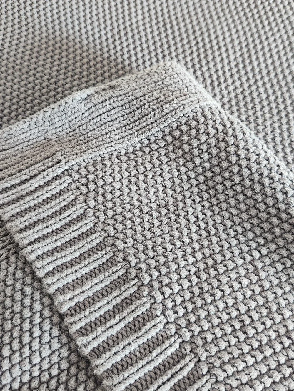 WEST ELM Blanket Blue Textured 100% Organic Cotton California King 106 x 92